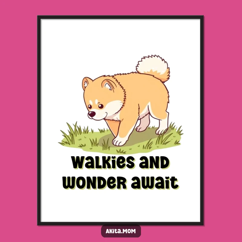 Free Printable Kawaii Akita Exploring Wall Art: Dignified Doggo Downloadable Decor