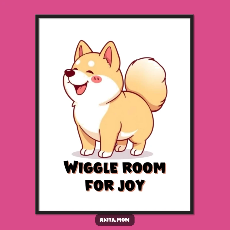 Free Printable Wall Art: Wiggling Kawaii Akita Downloadable Decor for Dog Enthusiasts