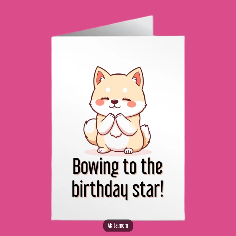 Send elegant wishes with this Free Printable Birthday Card featuring a polite Kawaii Akita bowing. Effortless Print at Home charm!