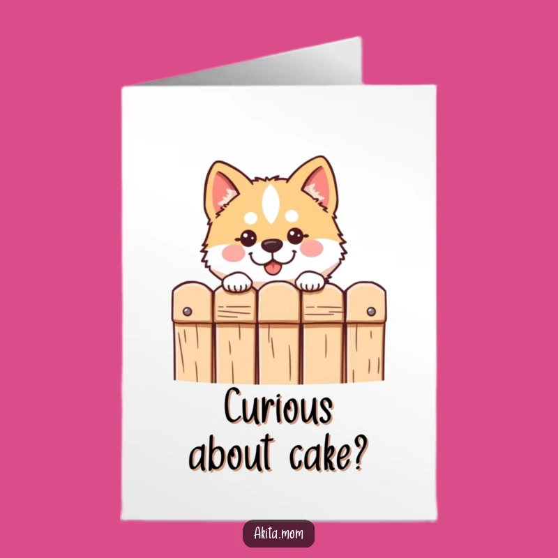 Free Printable Akita Birthday Card: Curious Dog Peeking Design for Dog Lovers