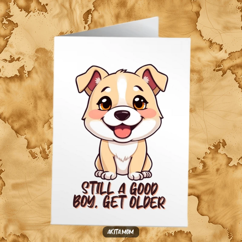 Funny Free Printable Birthday Card featuring a strong, alert dog with a gleeful expression, ready to party.