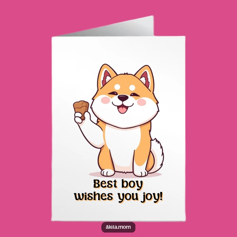 Free Printable Birthday Card: Funny Kawaii Akita Treat Holder - Downloadable Gift