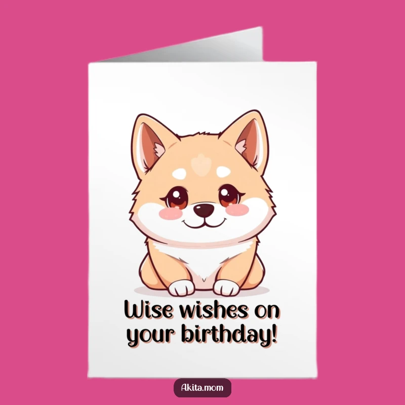 Free Printable Birthday Card: Observant Kawaii Akita, Downloadable Clever Gift