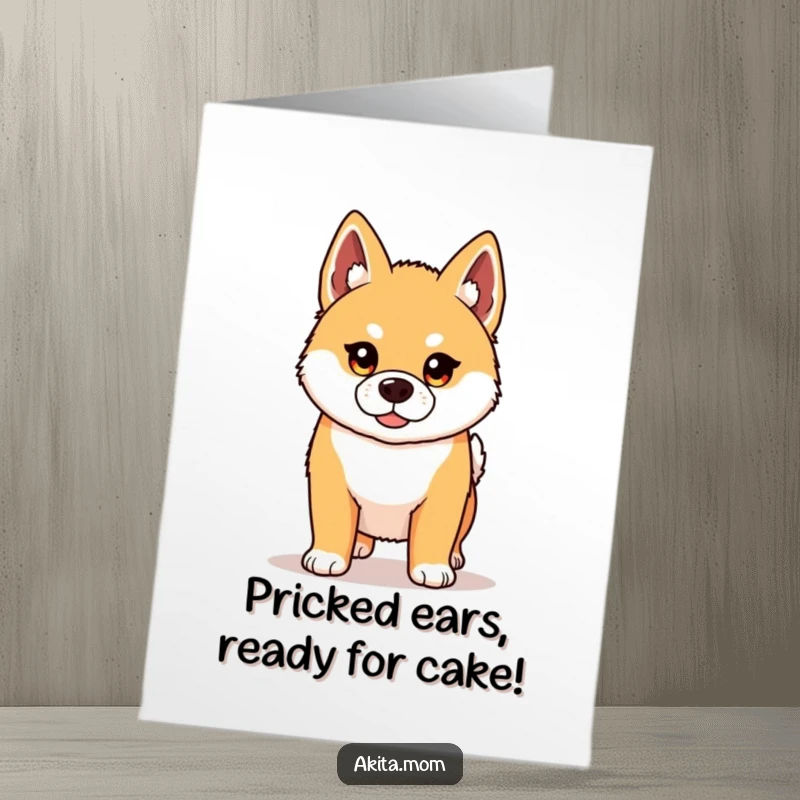Funny Free Printable Akita Birthday Card: Proud dog standing alert, ready to celebrate your special day with humor.