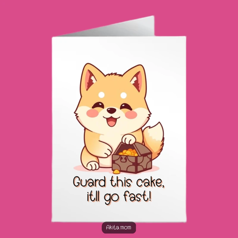 Guarding Akita Birthday Card Free Printable: Treasure Dog Downloadable Gift
