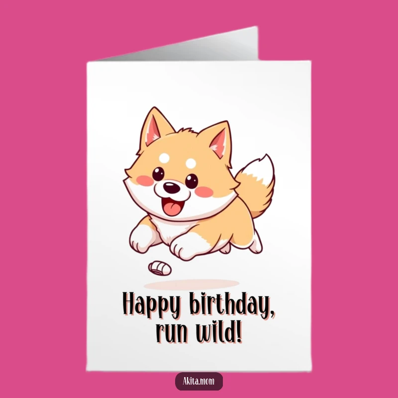 Send birthday cheer with this funny free printable Akita card, easy to print at home. Pure joy in every bounding leap!
