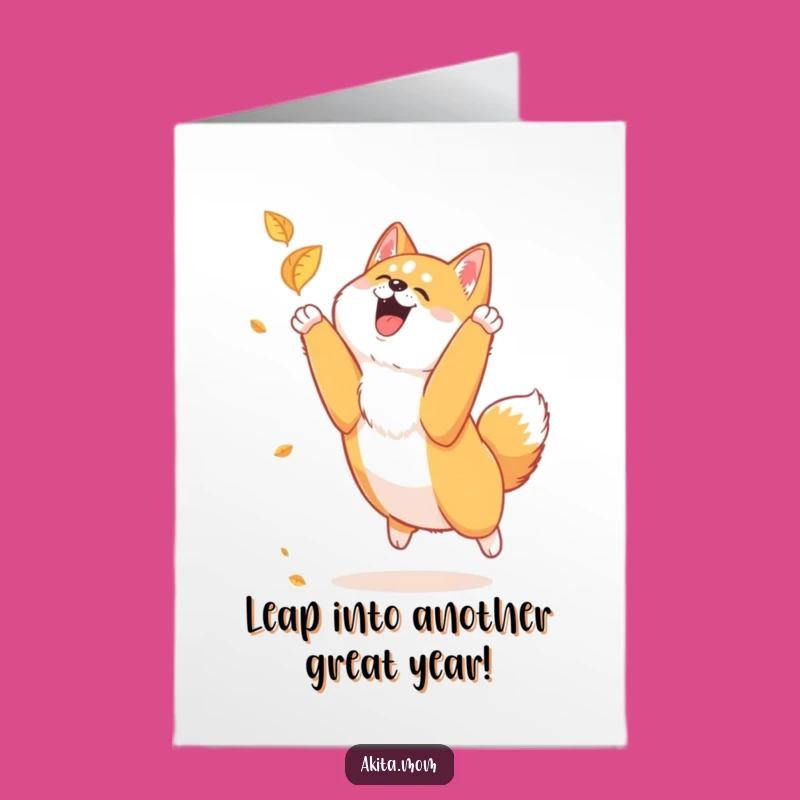 Joyful Akita Birthday Card Free Printable: Playful Dog Downloadable Gift