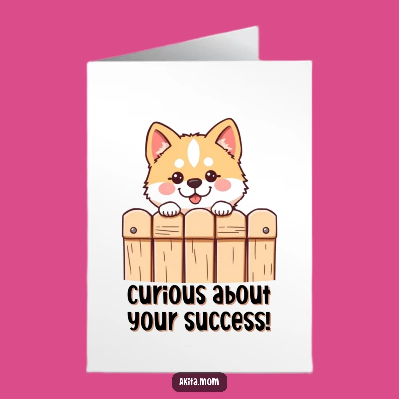 Free Printable Akita Congrats Card: Curious Dog Peeking Design for Big News