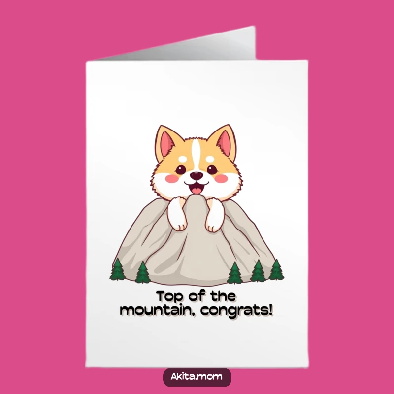 Free Printable Congrats Card: Akita Mountain Peek, Funny Downloadable Gift