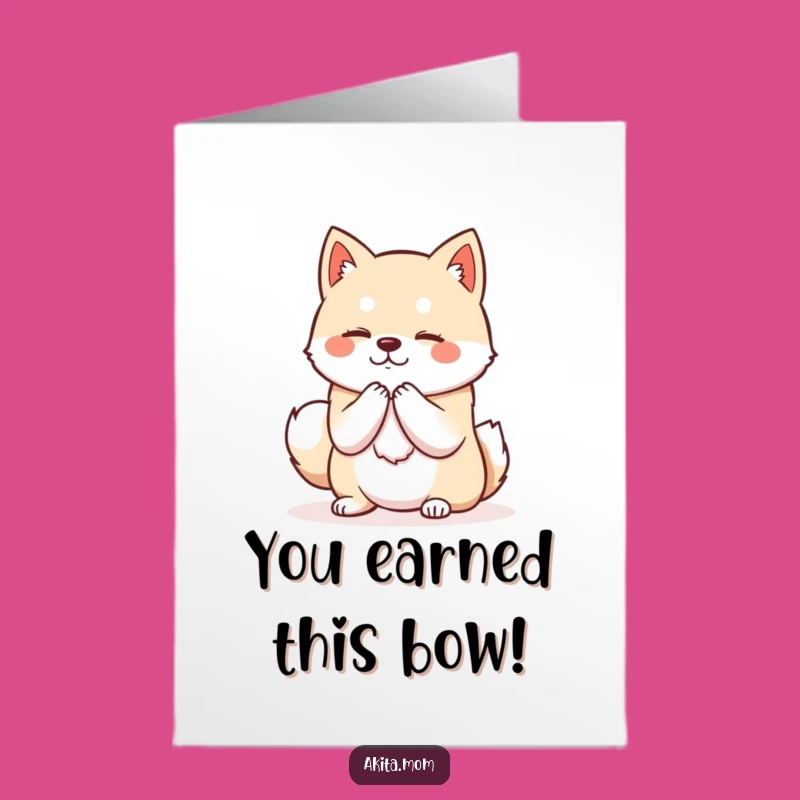 Free Printable Congrats Card: Polite Kawaii Akita Bowing, Downloadable Elegant Gift