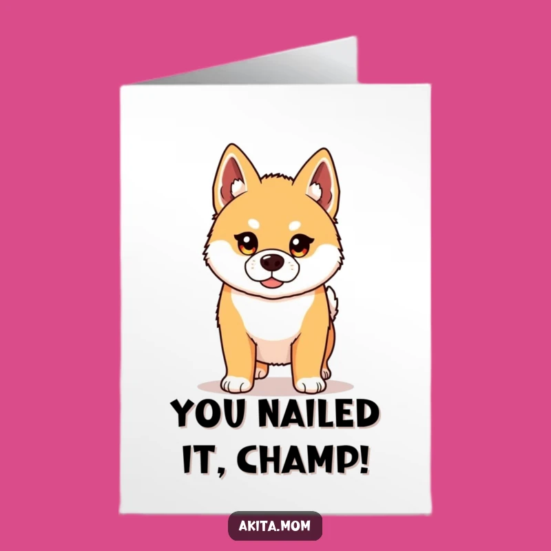 Free Printable Kawaii Akita Congrats Card: Proudly Announce Success Downloadable Gift