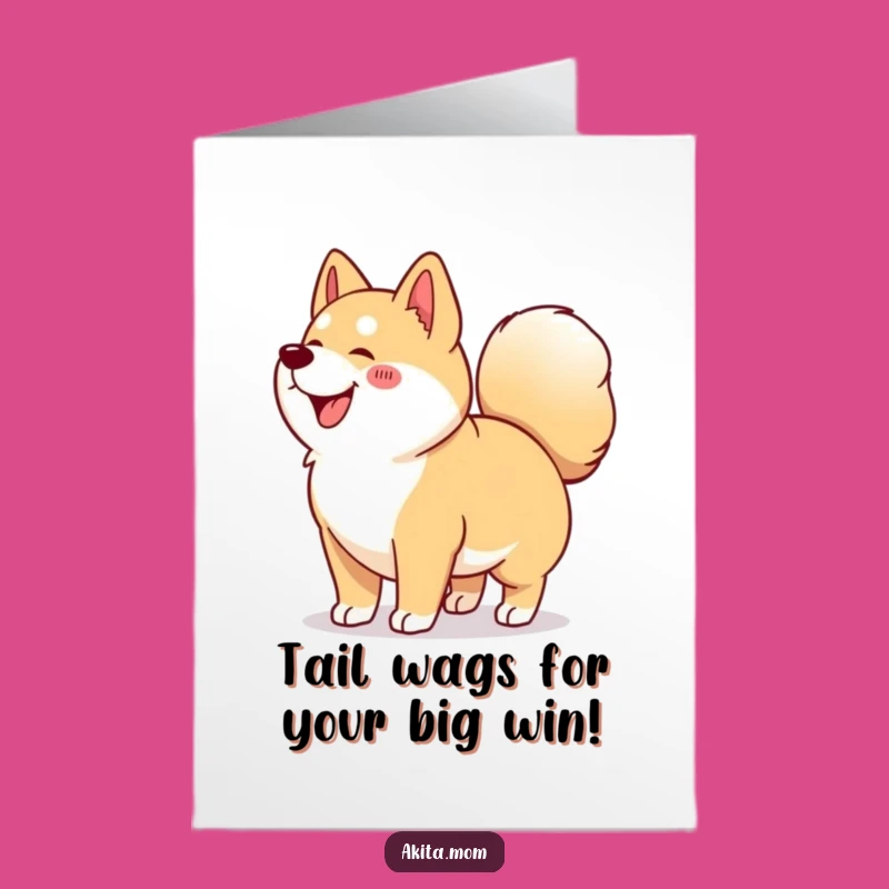 Free Printable Wiggle Akita Congrats Card: Energetic Dog Downloadable for Celebrations