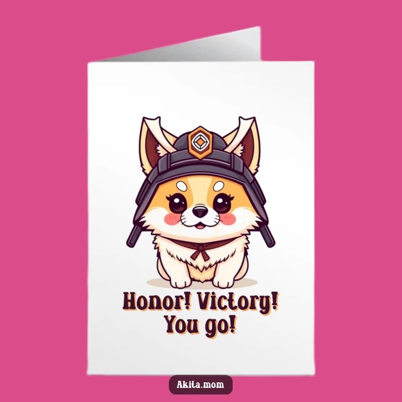 Free Printable Akita Congrats Card: Victorious Dog, DIY Downloadable Gift