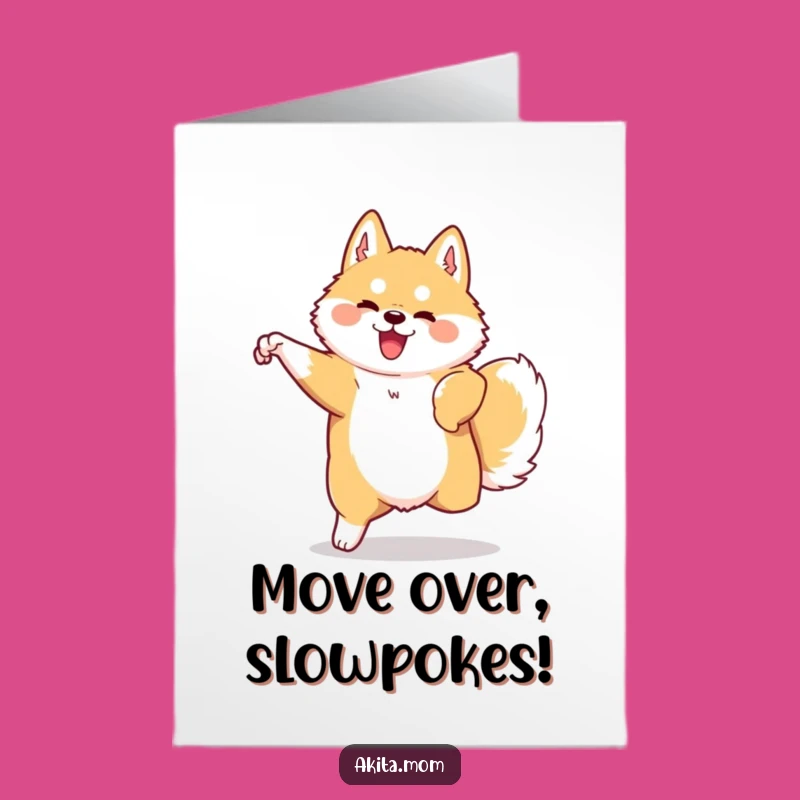 Free Printable Kawaii Akita Congrats Card: Graceful Movement Downloadable Gift