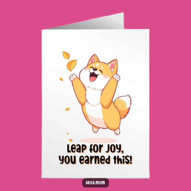 Playful Akita Congrats Card Free Printable: Joyful Dog Downloadable Celebration
