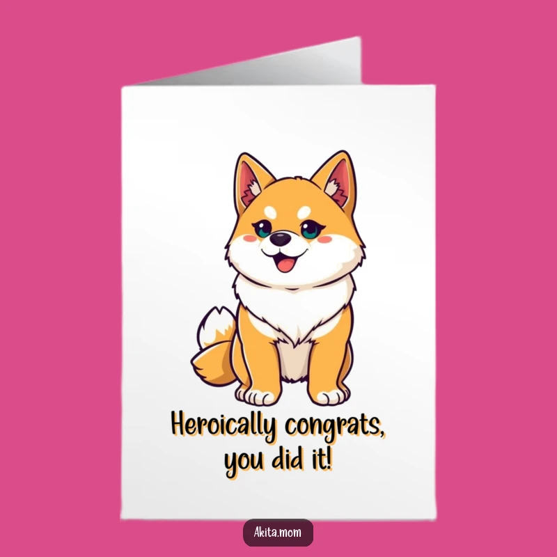 Proud Akita Congrats Card Free Printable: Heroic Dog Downloadable for Big Wins