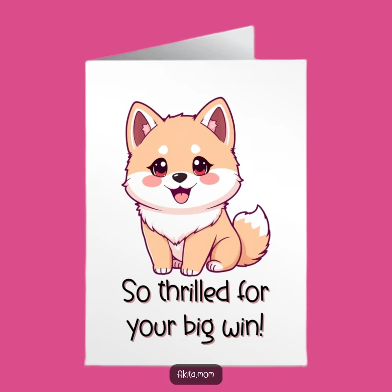 Free Printable Akita Congrats Card: Eager Dog Celebration, Wagging Tail Fun Gift