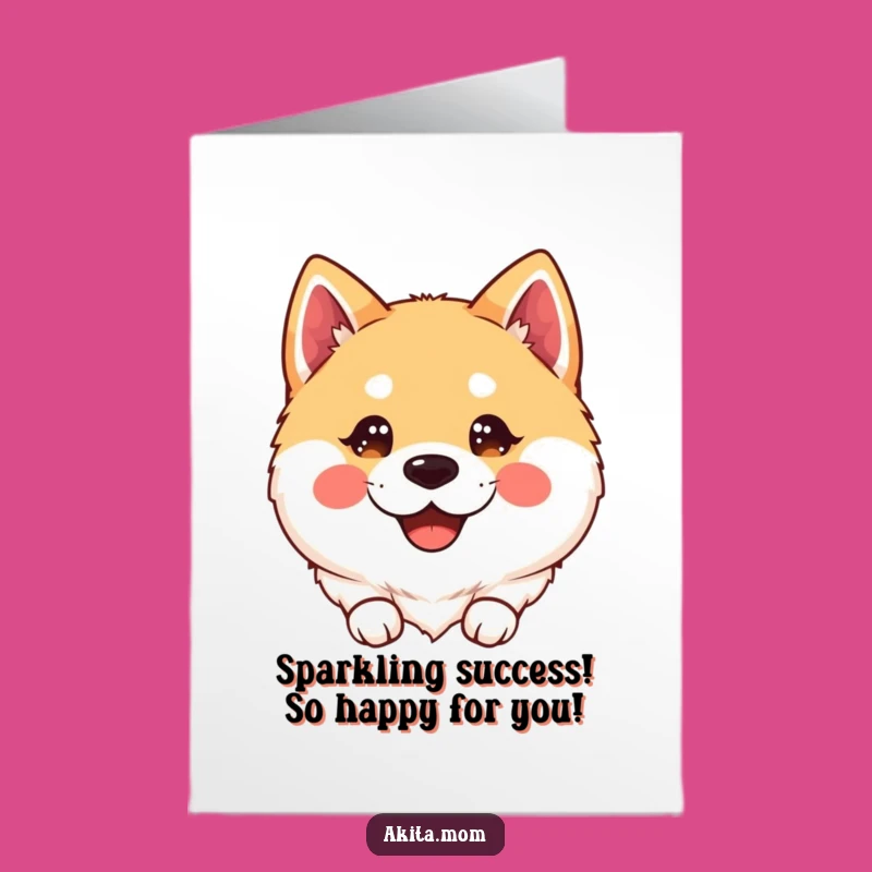 Free Printable Kawaii Akita Congrats Card: Sparkle with Happiness!