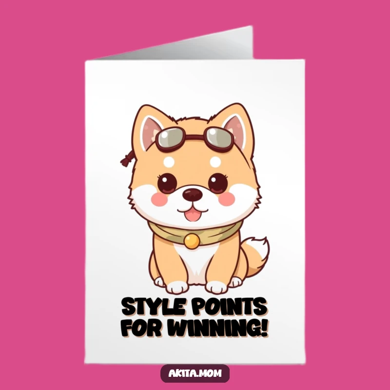 Free Printable Kawaii Akita Congrats Card: Stylish Dog Accessory Gift