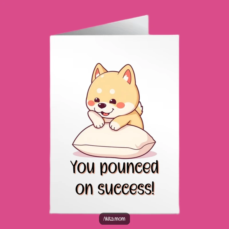 Free Printable Akita Congrats Card: Funny Dog Pounce Design for Big News