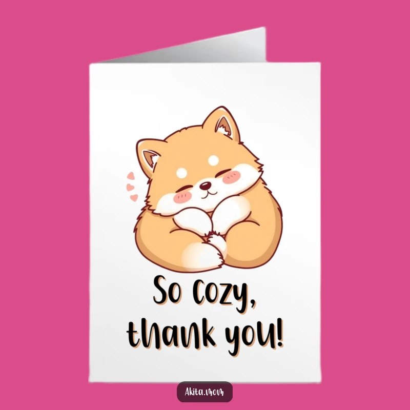Free Printable Cozy Akita Thank You Card: Contentment Downloadable
