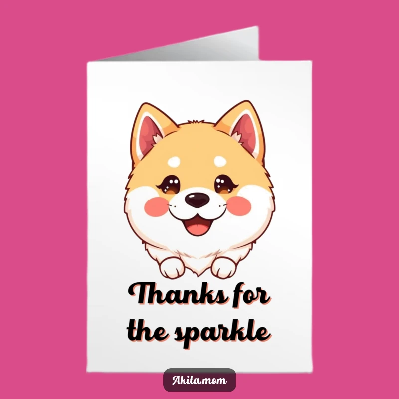 Free Printable Kawaii Akita Thank You Card: Sparkling Gratitude!