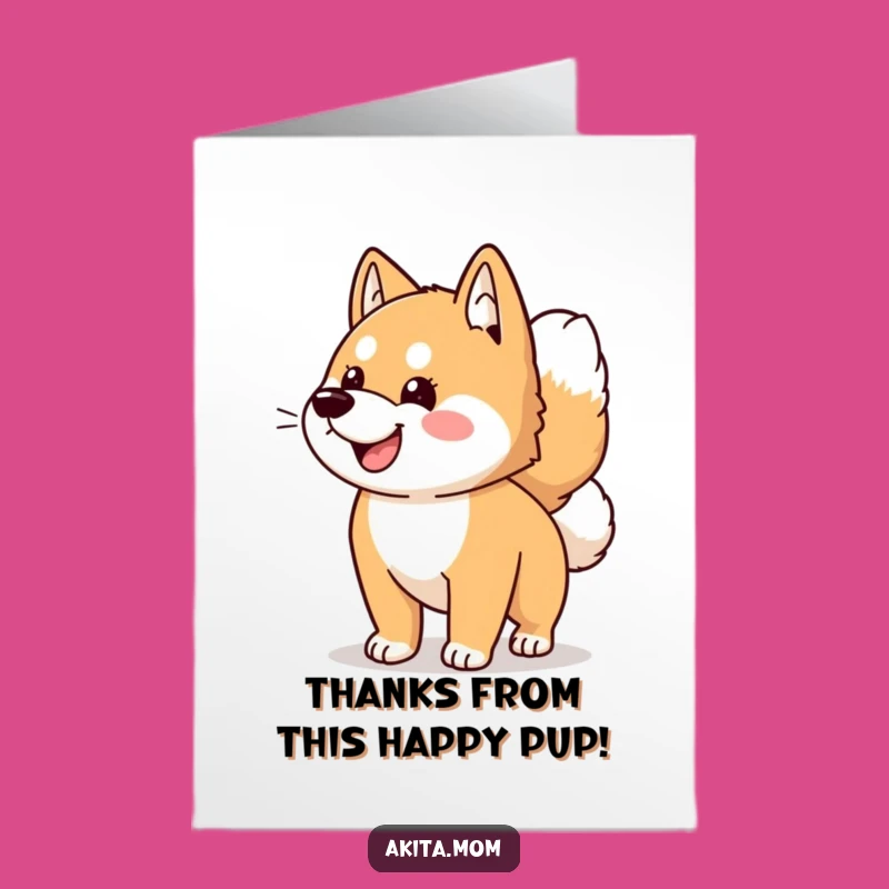 Free Printable Thank You Card: Kawaii Akita Dog Wagging Tail - Grateful Downloadable