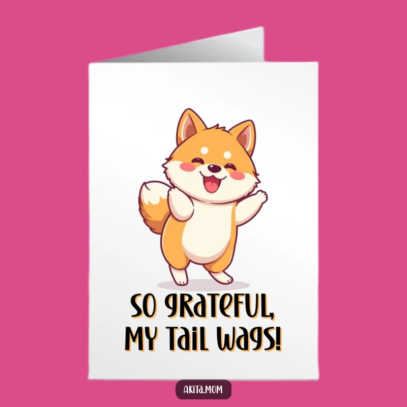 Free Printable Thank You Card: Kawaii Akita Prance, Funny Downloadable Gift