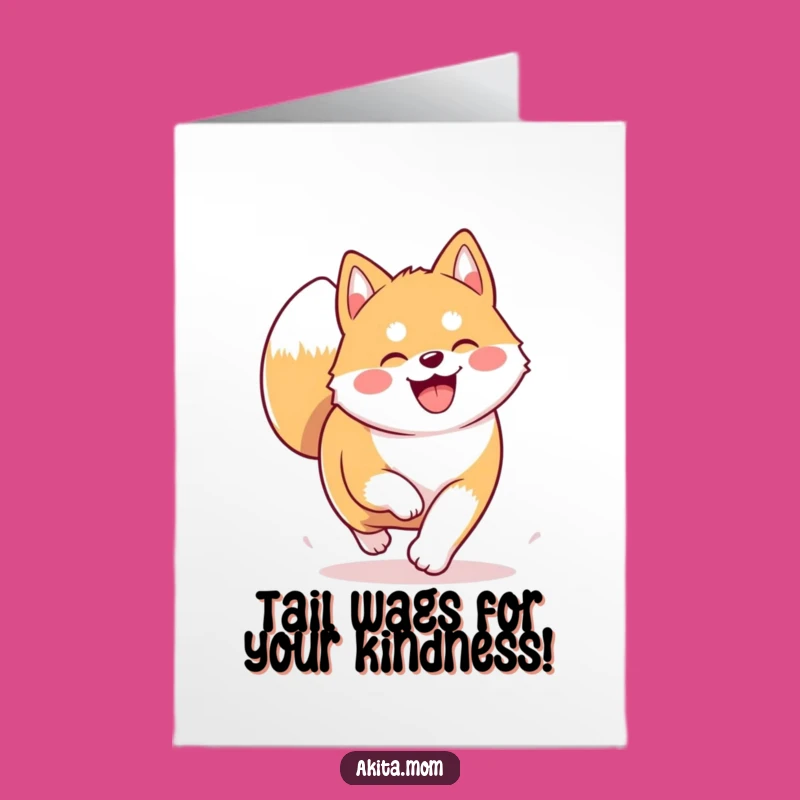Free Printable Kawaii Akita Thank You Card: Happy Trotting Dog Funny Downloadable Gift