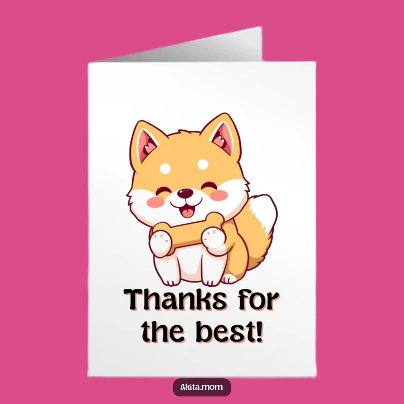 Free Printable Thank You Card: Smiling Kawaii Akita Bone, Downloadable Kind Gift