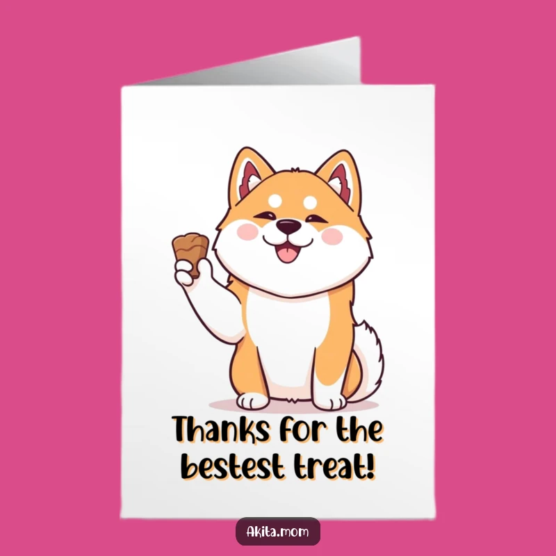 Free Printable Thank You Card: Funny Kawaii Akita & Treat - DIY Gift Idea