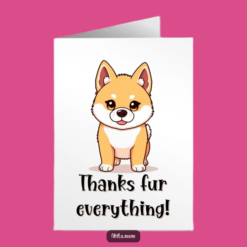 Free Printable Kawaii Akita Thank You Card: Grateful Doggo Funny Downloadable Gift