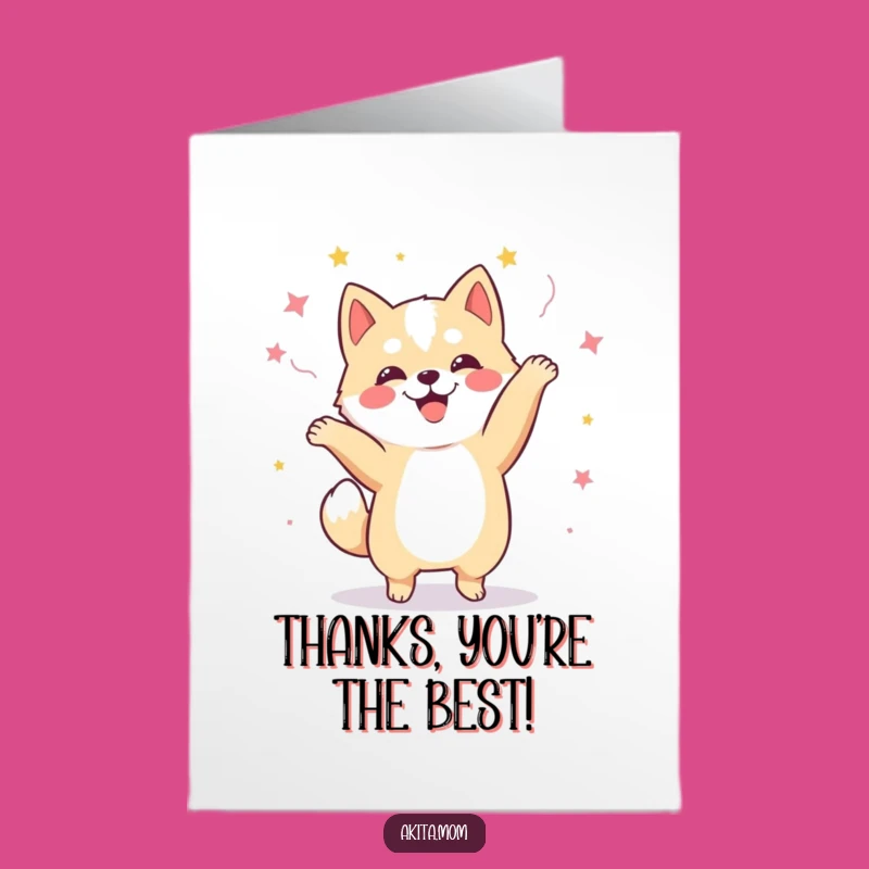 Free Printable Kawaii Akita Thank You Card: Dance of Gratitude Downloadable Gift
