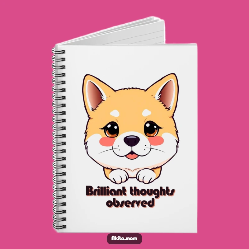 Funny Kawaii Akita Dog Attentive Gaze Notebook - Jot Down Ideas with Sharp Focus!