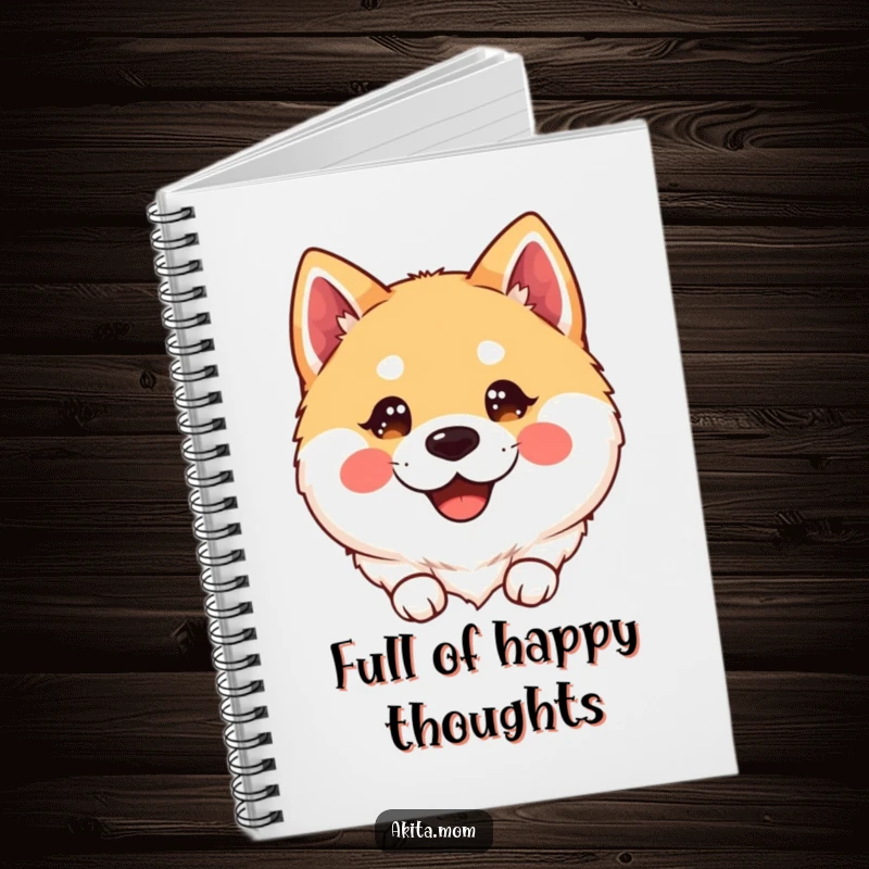 Smiling Kawaii Akita Notebook: A cute kawaii Akita with sparkling, happy eyes, perfect for jotting down happy thoughts.