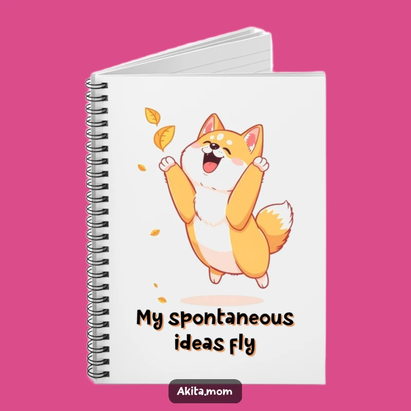 Funny Akita Leaf Chase Notebook: Capture Joyful Moments