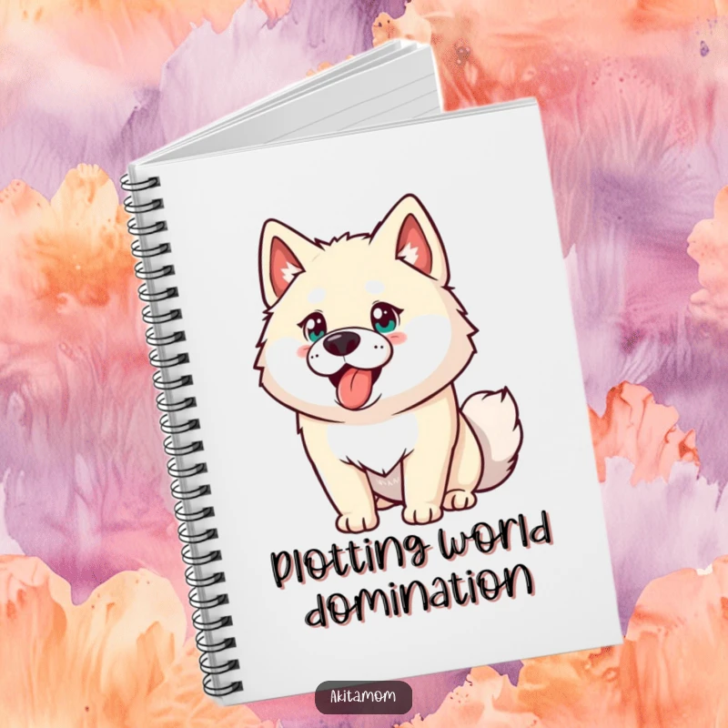 Funny Akita notebook with an energetic dog illustration. A humorous and practical gift for writers, students, and dog lovers.