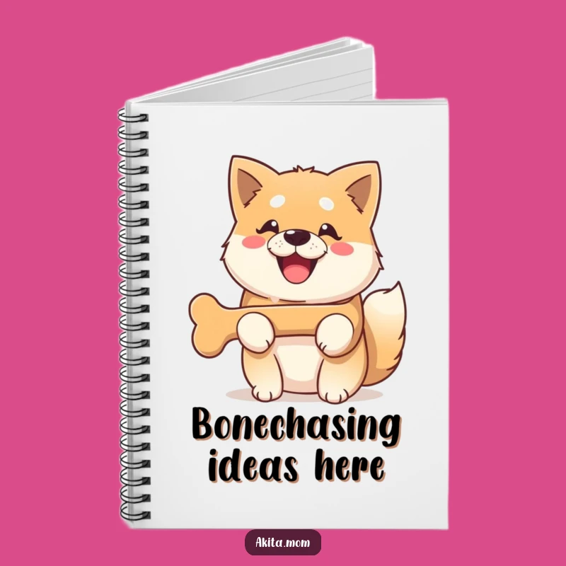 Funny Kawaii Akita Bone Notebook: Jot Down Happy Thoughts