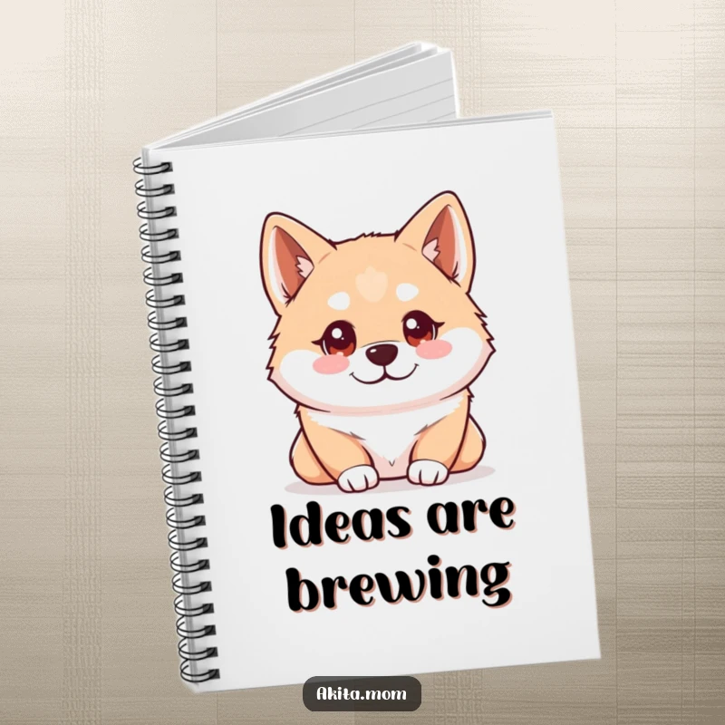 Funny Kawaii Akita notebook cover with a dog whose bright, intelligent eyes are keenly observing its surroundings, inspiring thoughtful notes.