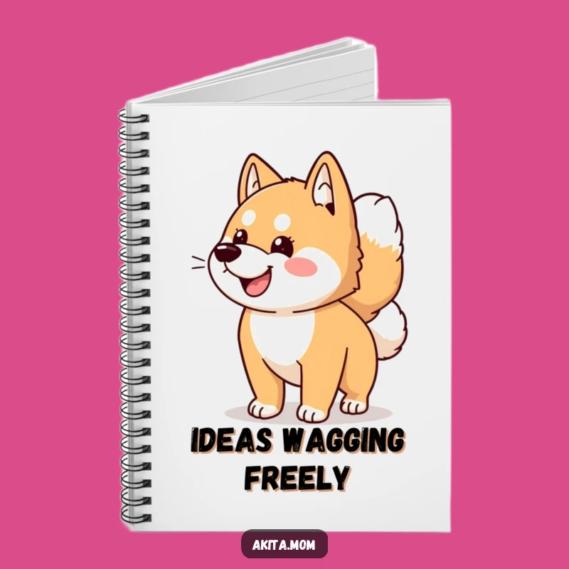 Funny Kawaii Akita Dog Wagging Tail Notebook - Jot Down Ideas with Humor!