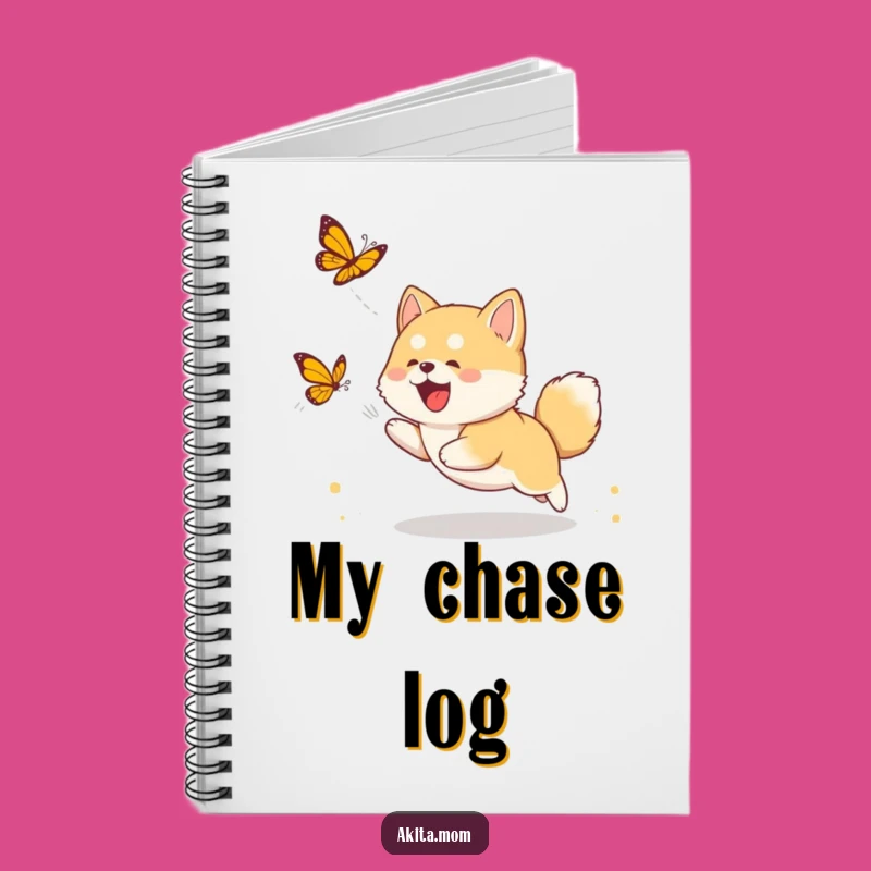 Funny Akita Cub Butterfly Notebook - Puppy Diary Gift for Ideas