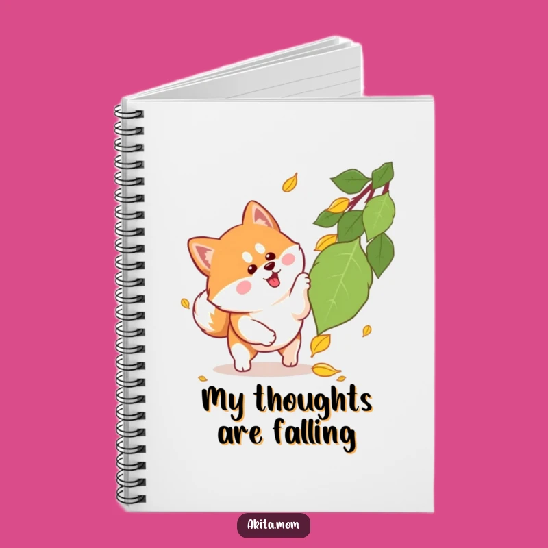 Funny Kawaii Akita Pouncing Leaf Notebook: Journal Dog Gift!