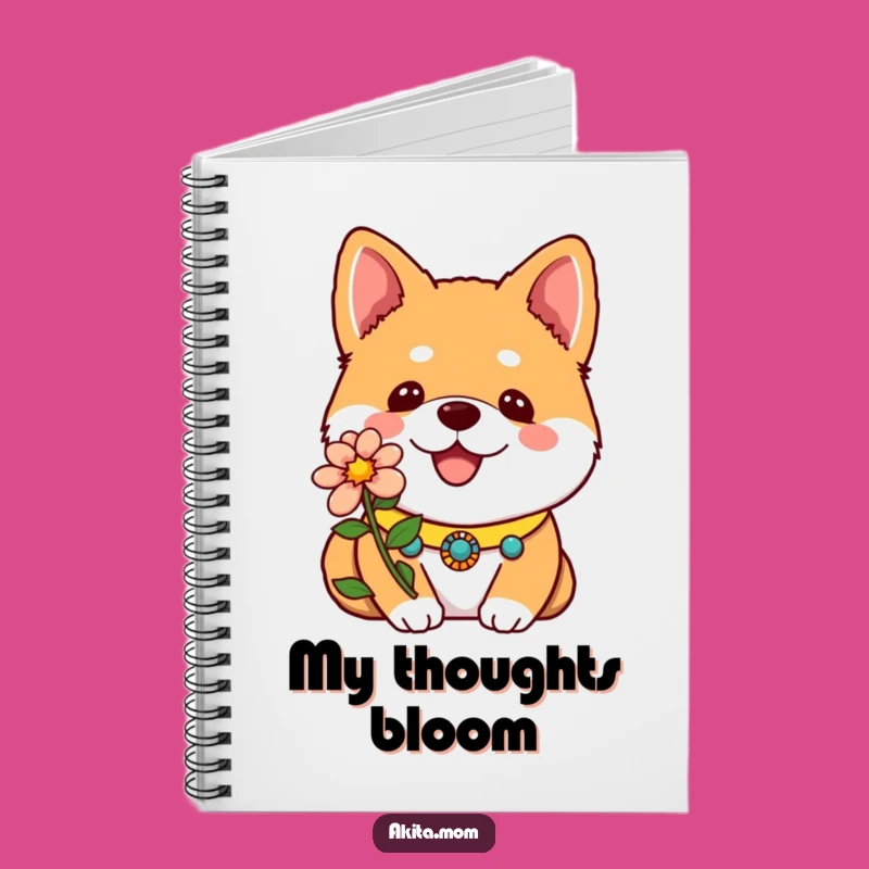 Journal Your Thoughts: Funny Kawaii Akita Flower Notebook