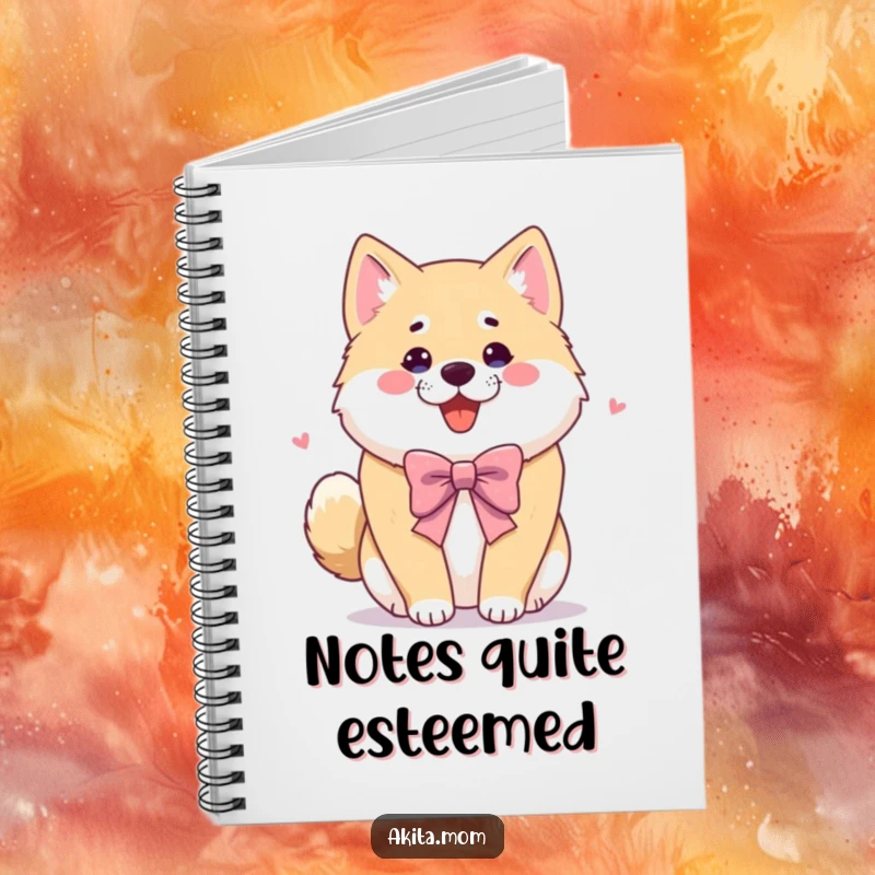Funny Akita notebook with a dog performing a playful bow. Humorous and stylish gift for note-takers.
