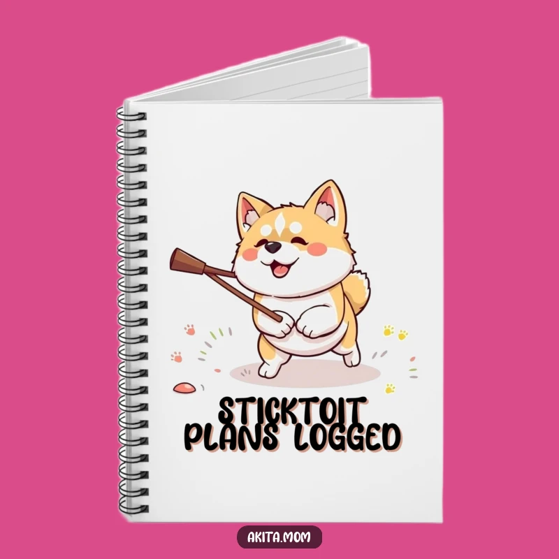 Funny Kawaii Akita Stick Hunter Notebook: Jot Down Determined Goals