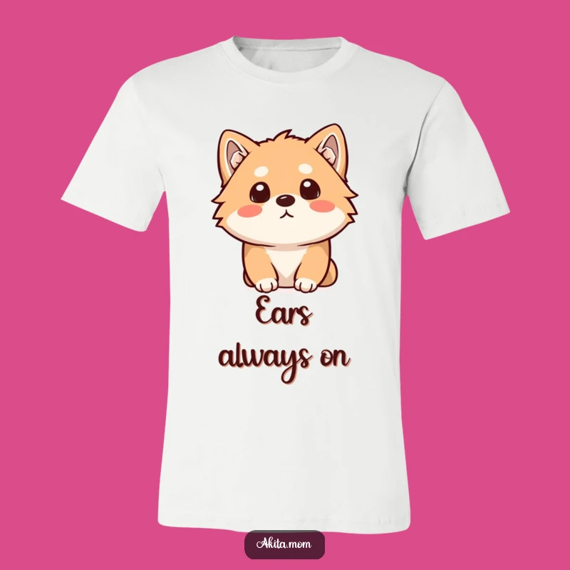 Funny Kawaii Akita T-Shirt: Curious Listening Dog Apparel