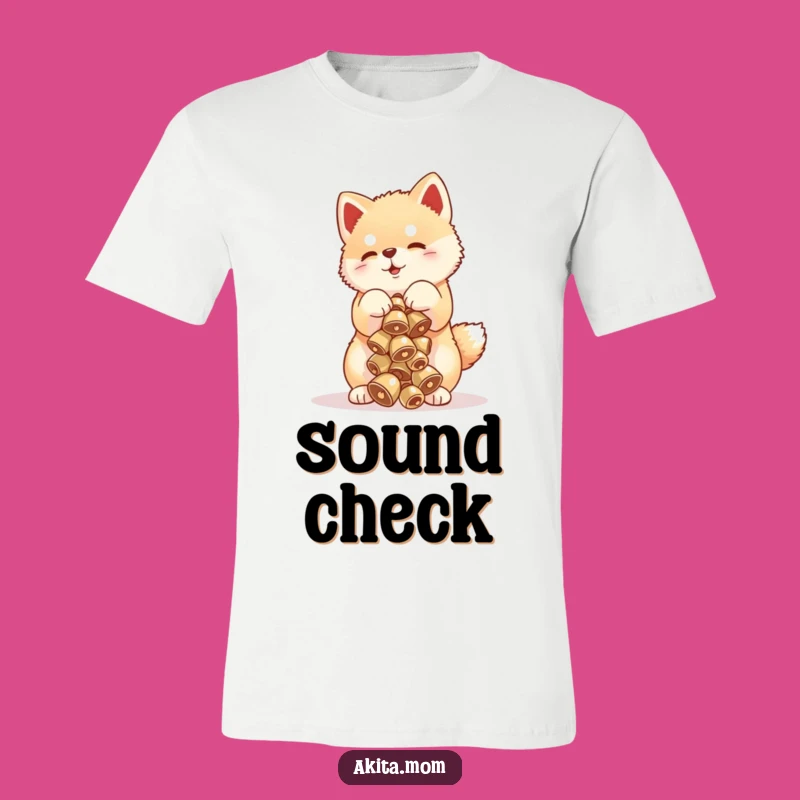 Funny Akita Bell Balance T-Shirt - Cute Puppy Tee for Music Lovers