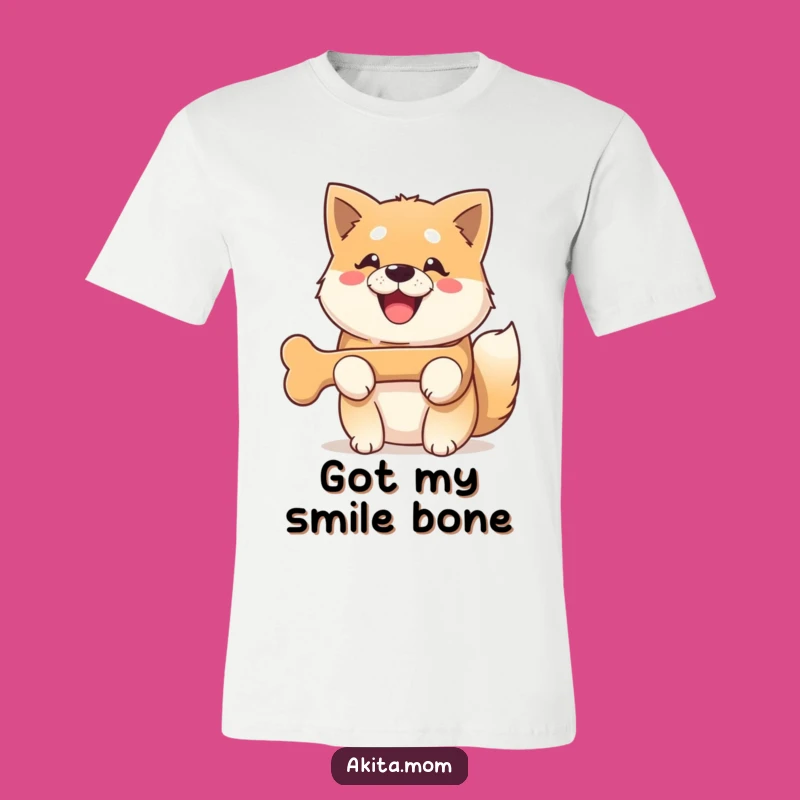 Funny Kawaii Akita Bone T-Shirt: Show Off Your Happy Dog Style