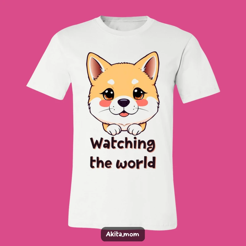 Funny Kawaii Akita Dog Attentive Gaze T-Shirt - Sharp Humor, Alert Style!