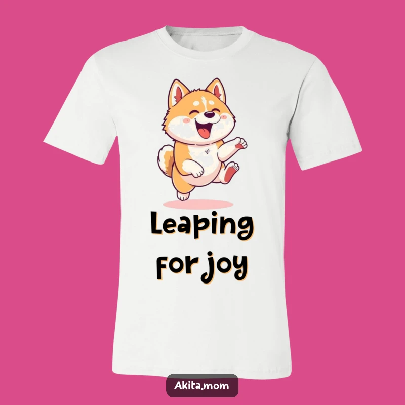 Funny Kawaii Akita Dog Leaping T-Shirt - Express Playful Energy with Humor!